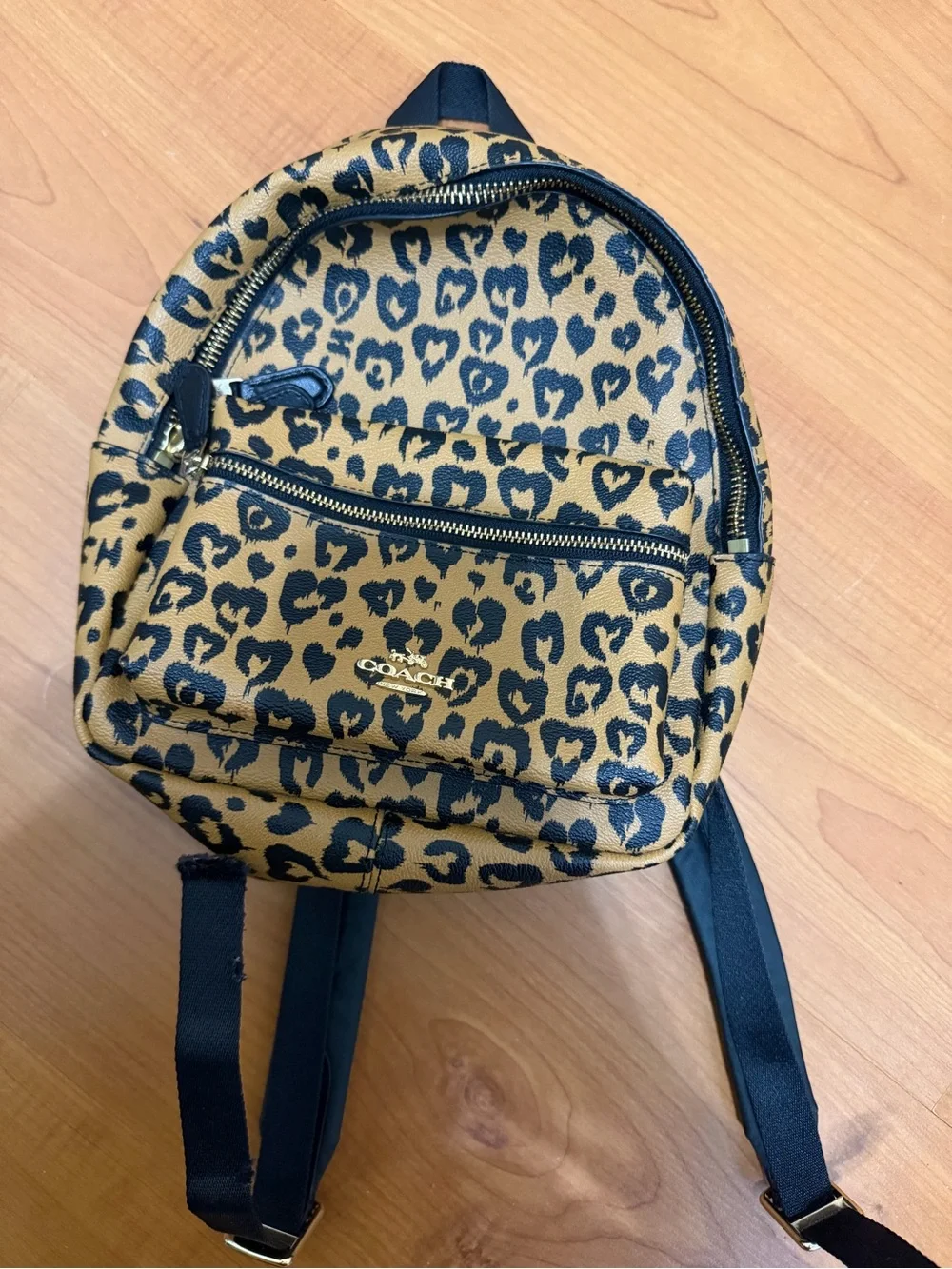 Coach Kids Leopard Print Mini Backpack - Tan and Black